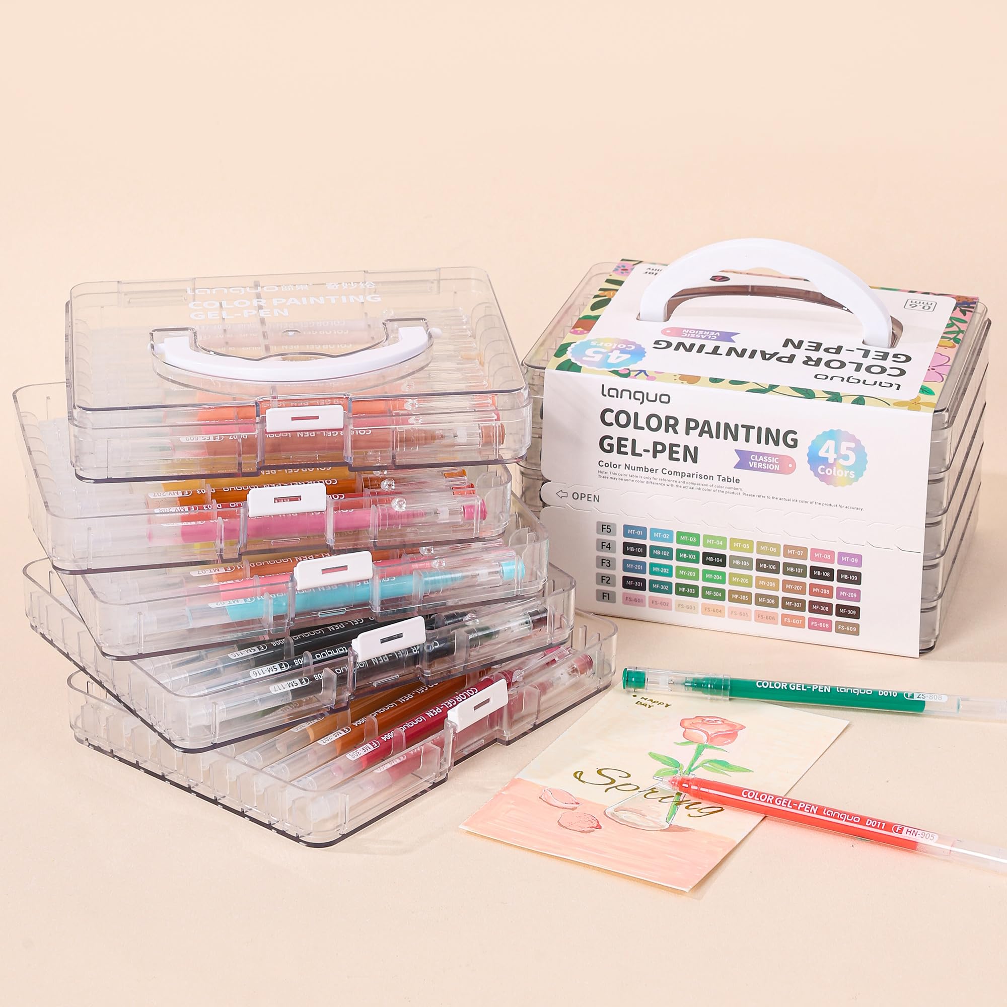 languo Gel Pens for Colouring, 45 Colours Set Gel Coloured Pens Marker, Perfect for Adults Drawing, Doodling, Journalling, Art and Writing Supplies - Image 3