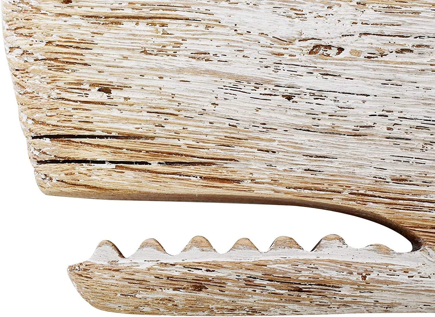 Hanging Wooden Whale Wall Art Ornament, Rustic Decorative Figurine Carving Sculpture, Nautical Ocean Beach Coastal Themed Home Decor Sign - 29.5''H