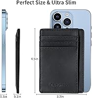 Vista 32 de Cartera Chelmon Slim RFID - Cartera de bolsillo frontal minimalista para tarjetas de crédito delgadas Negro carbón