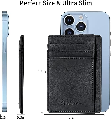 Vista 32 de Cartera Chelmon Slim RFID - Cartera de bolsillo frontal minimalista para tarjetas de crédito delgadas Negro carbón,Rosa,Negro (Black Cross),Gen