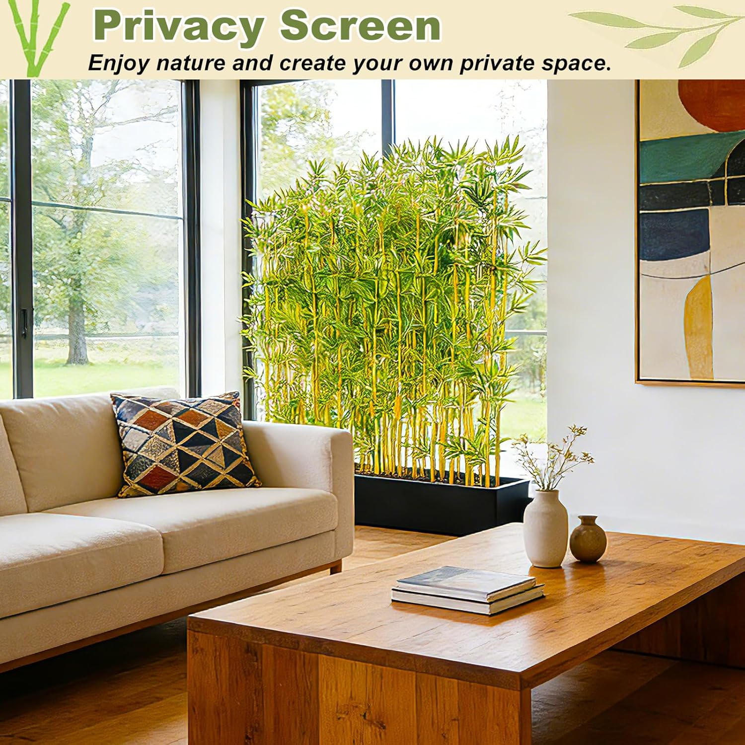 HOUSESET 4/5/6/7 ft Faux Bamboo Plant Outdoor 10 Pack, Fake Bamboo with Encrypted Leaves for Patio Garden Yard Decor, Privacy Artificial Bambooo Tree (5ft / 152cm) - Image 5