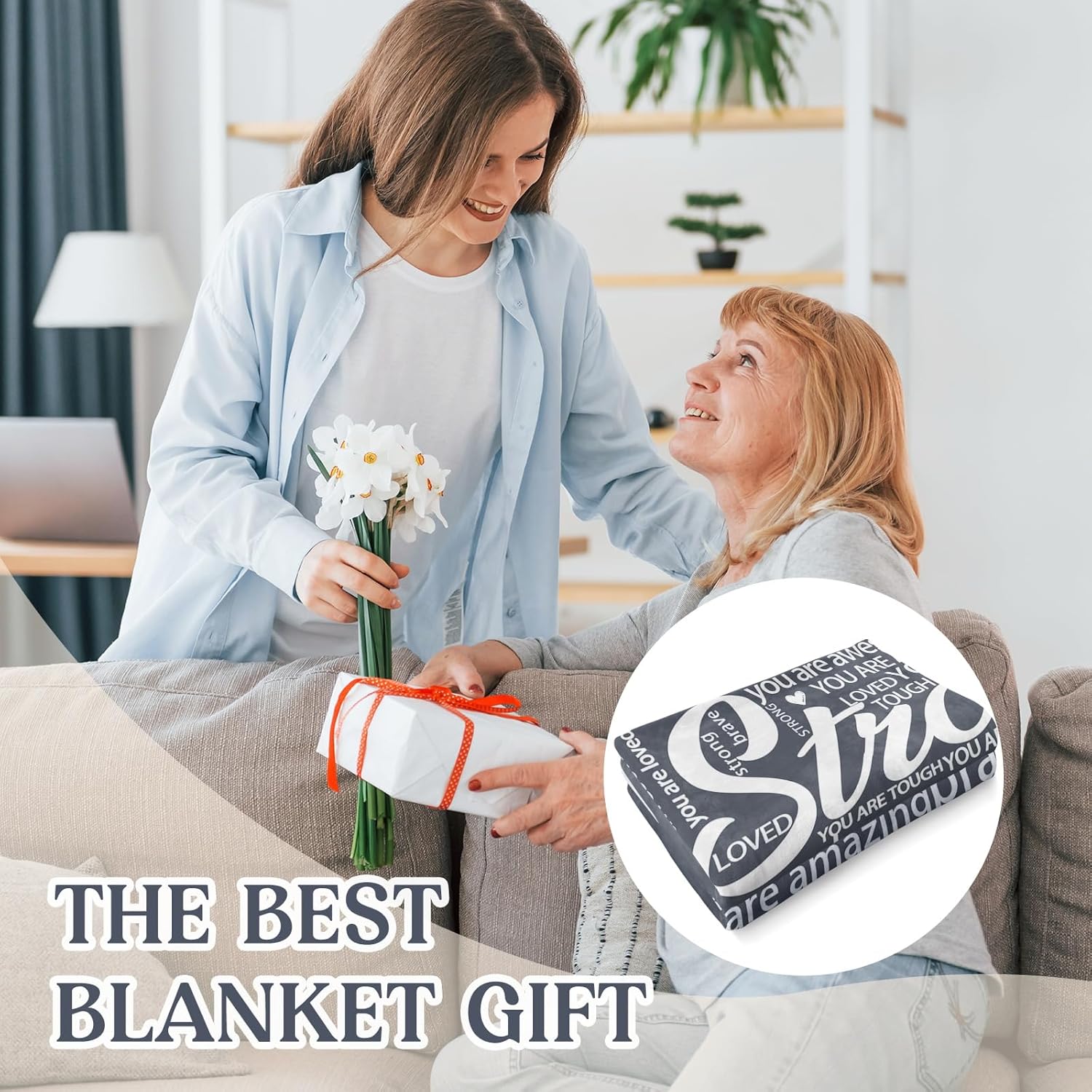 Get Well Gifts for Women or Men, Inspirational Blanket for Her Him, Cancer Care Gifts for Women, Thinking of You Gift for Mom, Husband, Friend, Sister - Grey Encouragement Blanket 60'' x 50'' - Image 6