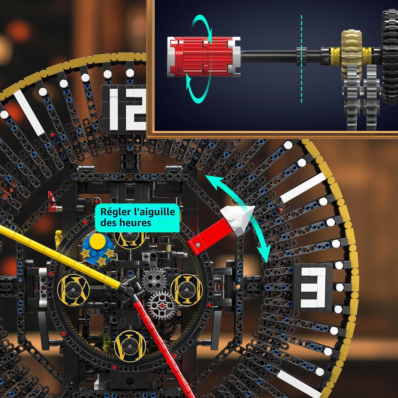 Mould King 10160 – Ensemble de construction mécanique – 3675 pièces – Modèle d'horloge en brique motorisée – Contrôle par application – Affichage de l'heure personnalisable – Jouet d'ingénierie avancé