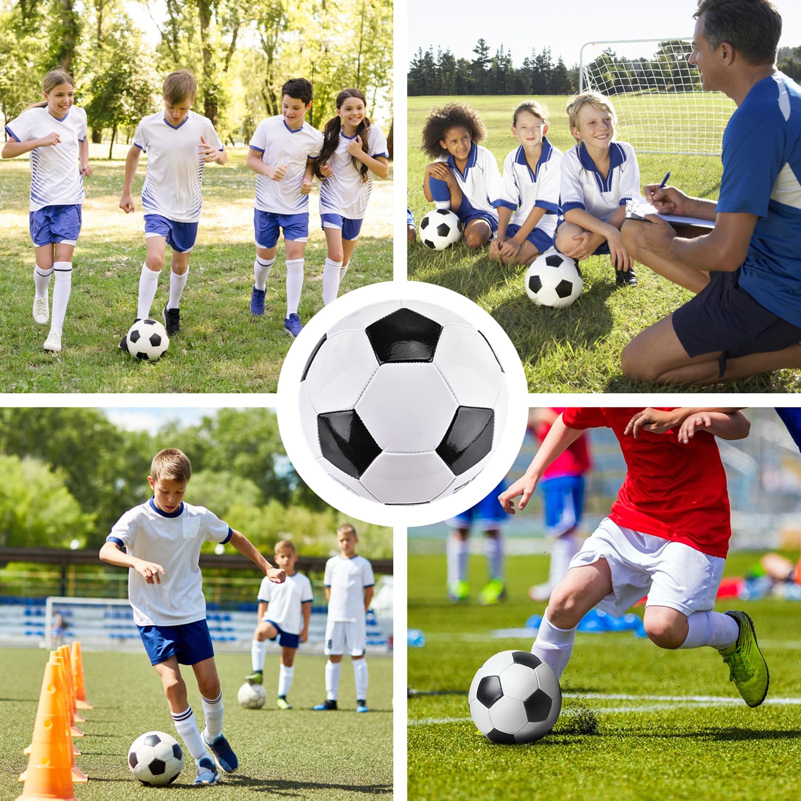 Balones de fútbol clásicos desinflados tamaño 4/5 con bomba y bolsa de malla para interiores y exteriores, práctica de entrenamiento, deporte a granel, regalo para adolescentes y adultos