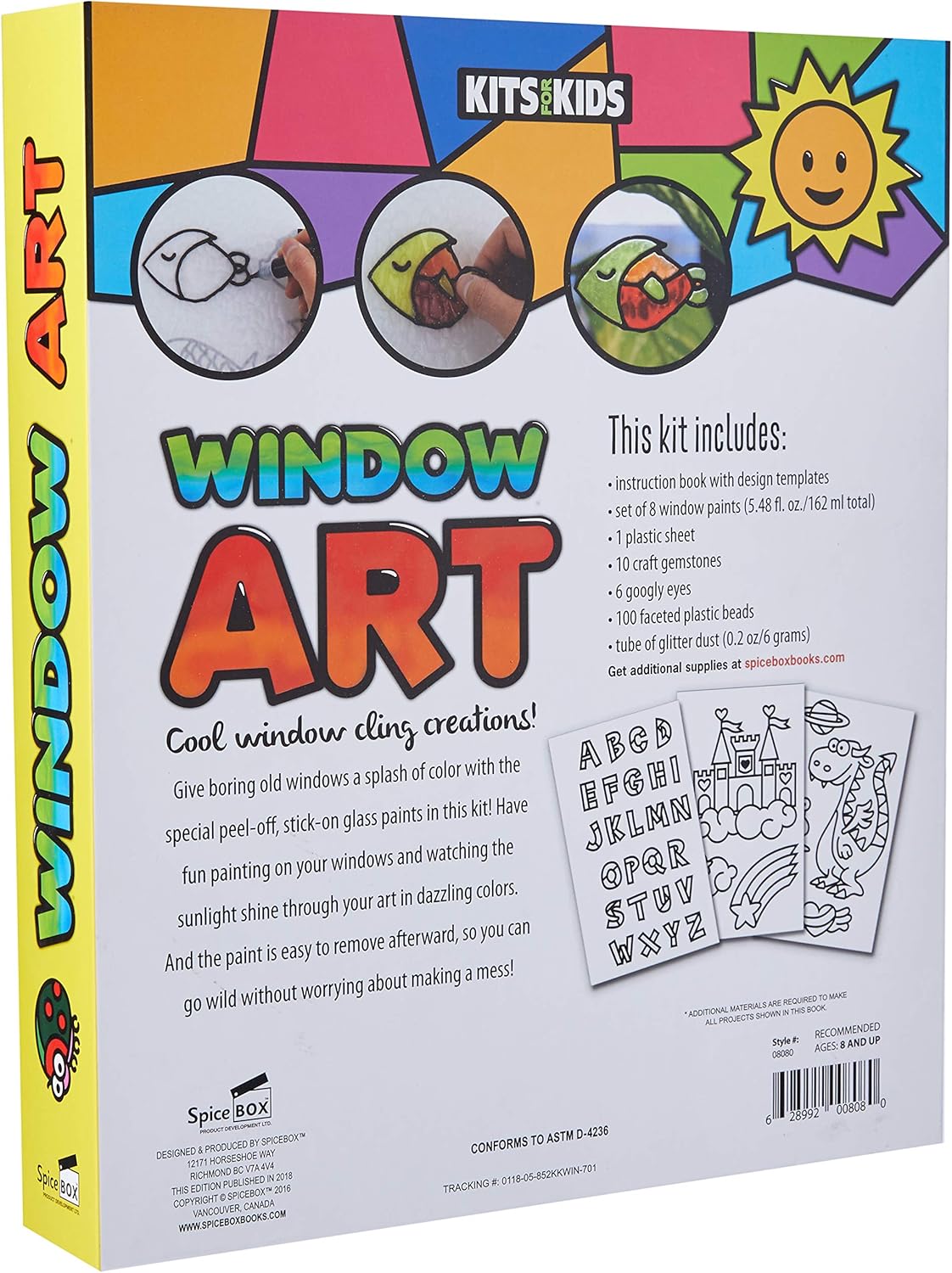 SpiceBox Children's Activity Kits for Kids Window Art, Multi Colors, (SBX08080) : Toys & Games