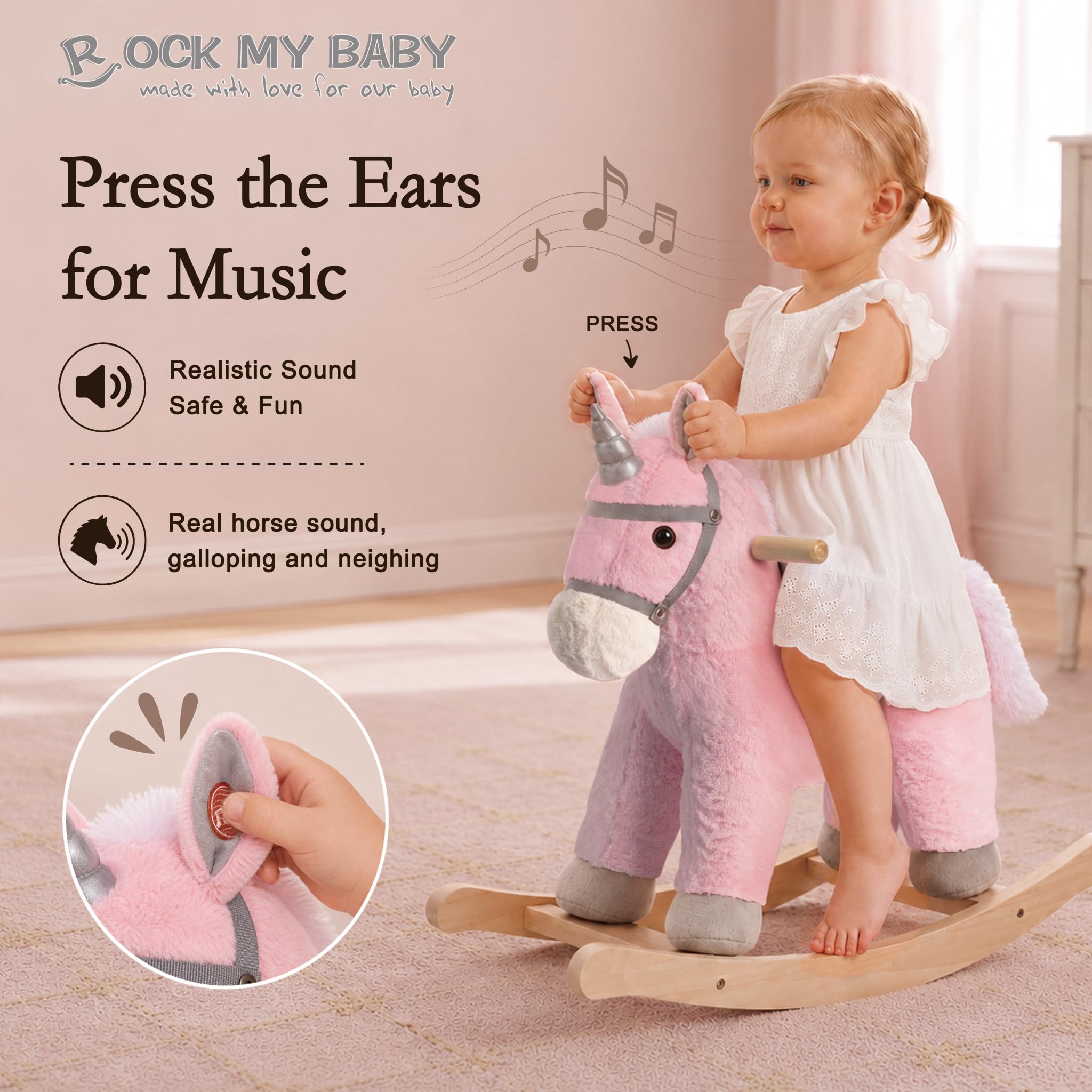 Amazon.co.jp: Rock My Baby ロッキングホース、ピンクユニコーン