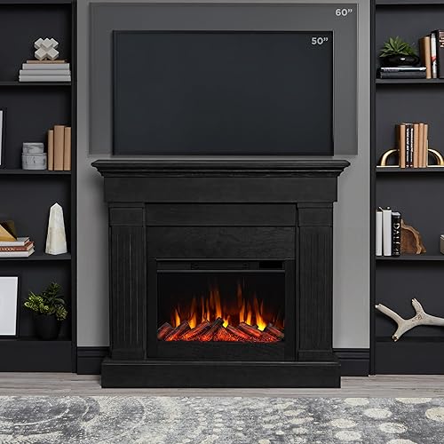 Miniatura 5 de Real Flame Crawford - Chimenea eléctrica delgada para interiores de 48 pulgadas con repisa para sala de estar o dormitorio, inserto de chimenea