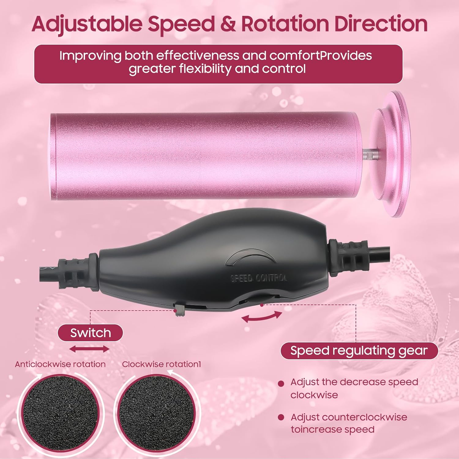 Electric Callus Remover for Feet - Professional Pedicure Tool for Dead, Dry, Crack Skin Calluses! Featuring Speed Regulation and 60pcs Replacement Sandpaper.