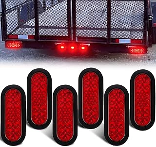 6 Inch Red Oval Trailer Tail Lights (6 pcs)