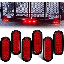 6 Pcs 6 Inch Red Oval Led Trailer Tail Lights 24 LED Grommet Mount, Oval 6" Red Stop Turn Tail Brake Light Rubber Flush Mount Replacement for Trailer RV Trucks Bus Waterproof