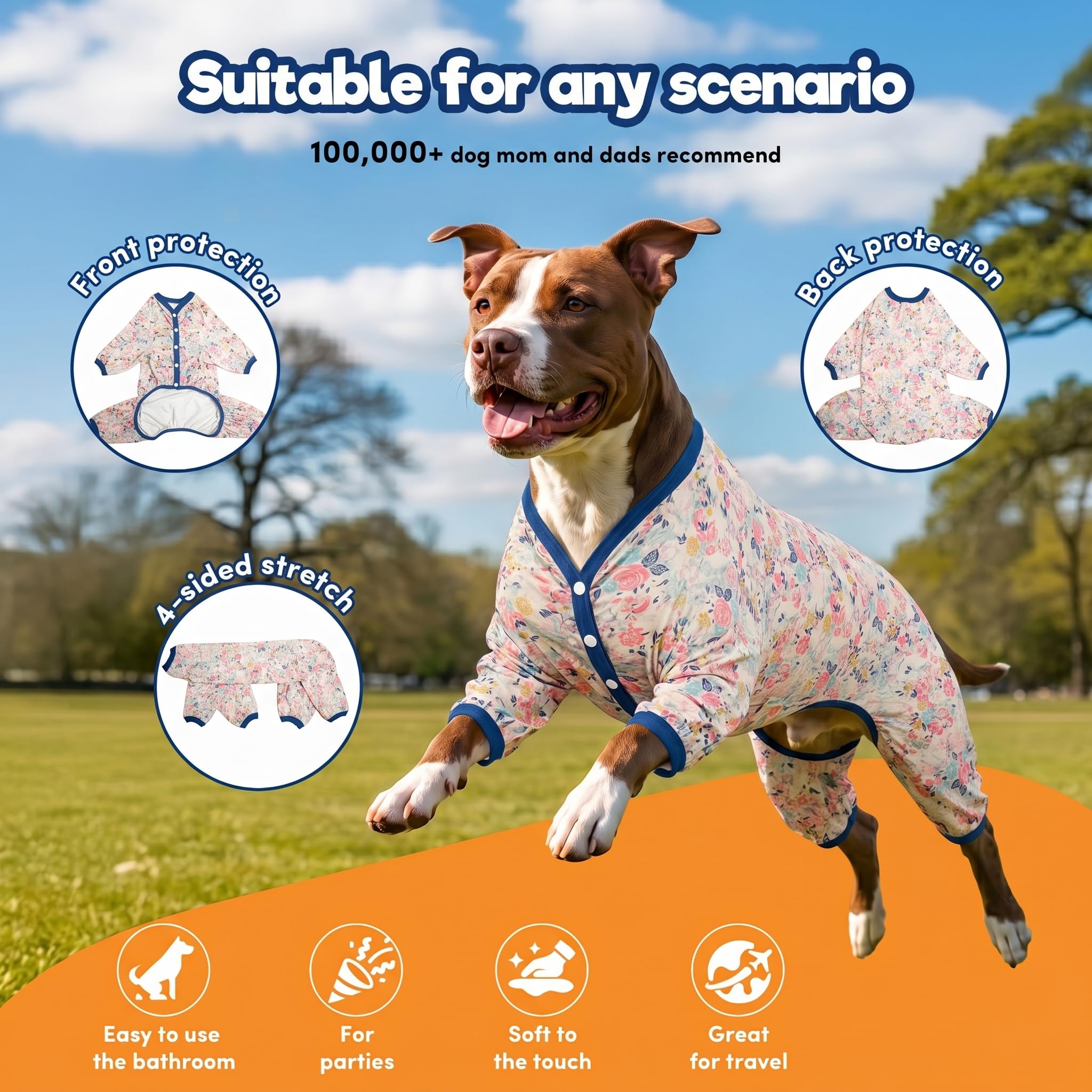 LovinPet Hunde-Schlafanzug XLarge – Angst beruhigendes Hundehemd, leichter Stoff, bezaubernder Frühlingsblumen-Druck, Pjs für große Hunde, Hundeparty-Outfit, Hundekleidung, Rosa, XL