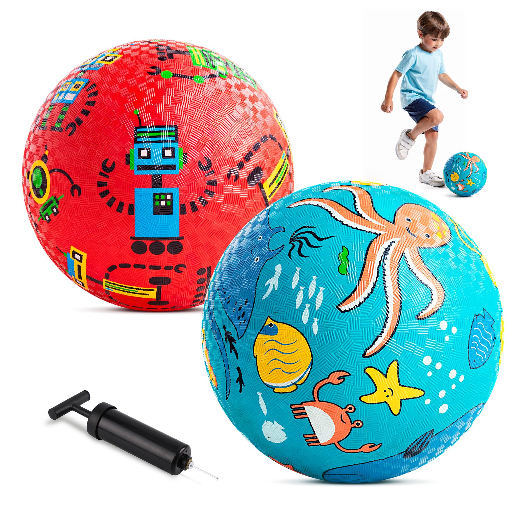 ZOOJOY Playground Balls, Balls for Kids 3-12, 8.5" Pack of 2 Rubber Balls