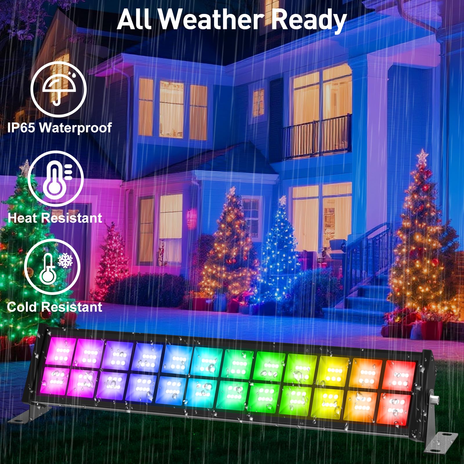 T-SUNUS RGB LED Strahler 72W Outdoor WiFi Bluetooth APP Steuerung IP66 Wasserdicht Wallwasher 4 Stück