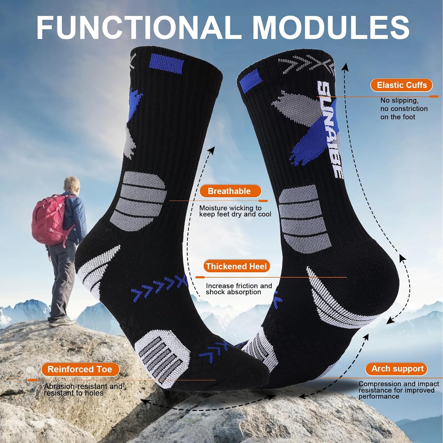 Basketball Socks for Men,Performance Cushioned Men's Athletic Crew Socks with Arch Compression for Cycling Basketball - Image 2