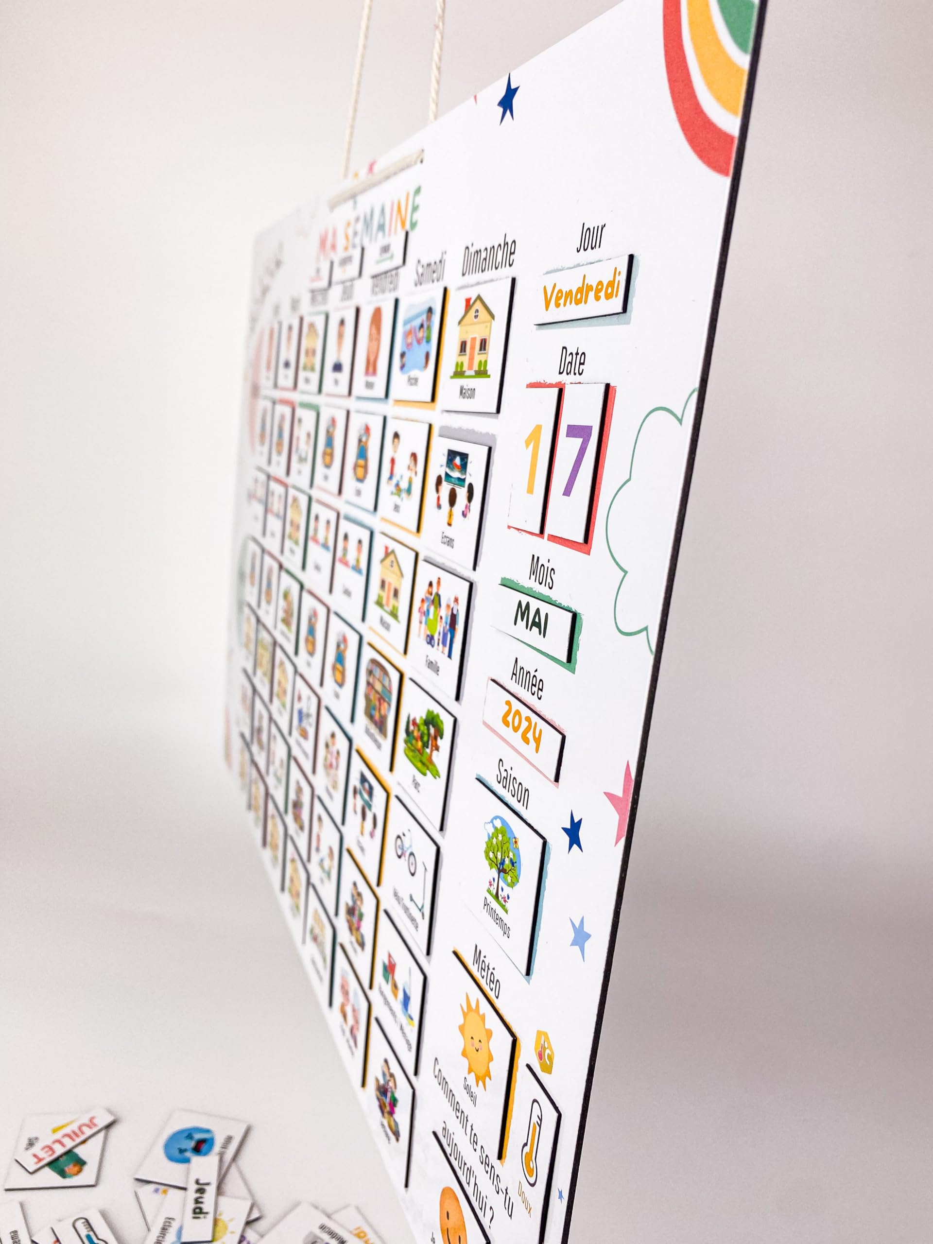265 Magnets - Grand semainier magnétique Enfant – Organisation Semaine – Évolutif & inspiré Montessori
