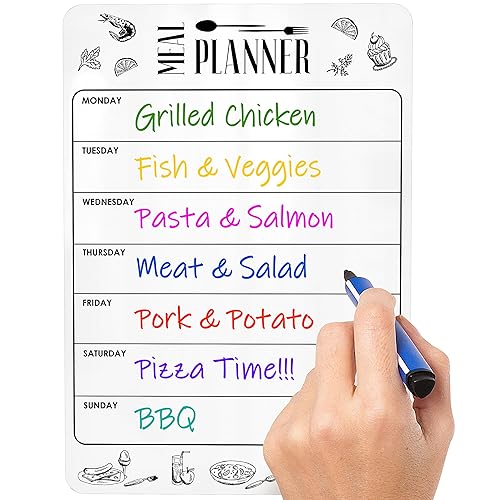 Dry Erase Magnetic Meal Planner for Refrigerator A4 (8.5x12 inch)
