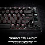 CORSAIR K65 Plus sans fil 75% RGB Clavier de jeu mécanique à chaud – Prélubrifié CORSAIR MLX Interrupteurs tactiles de fusion – Amortissement du son à double couche – PBT Captures-clés – QWERTY NA – noir
