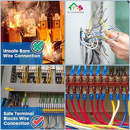 Miniatura 9 de Bloques de terminales de 5 posiciones, 12 piezas, 6 unidades, juego de 6 terminales de barra de bus de doble fila, 600 V 15 A, bloque de terminales