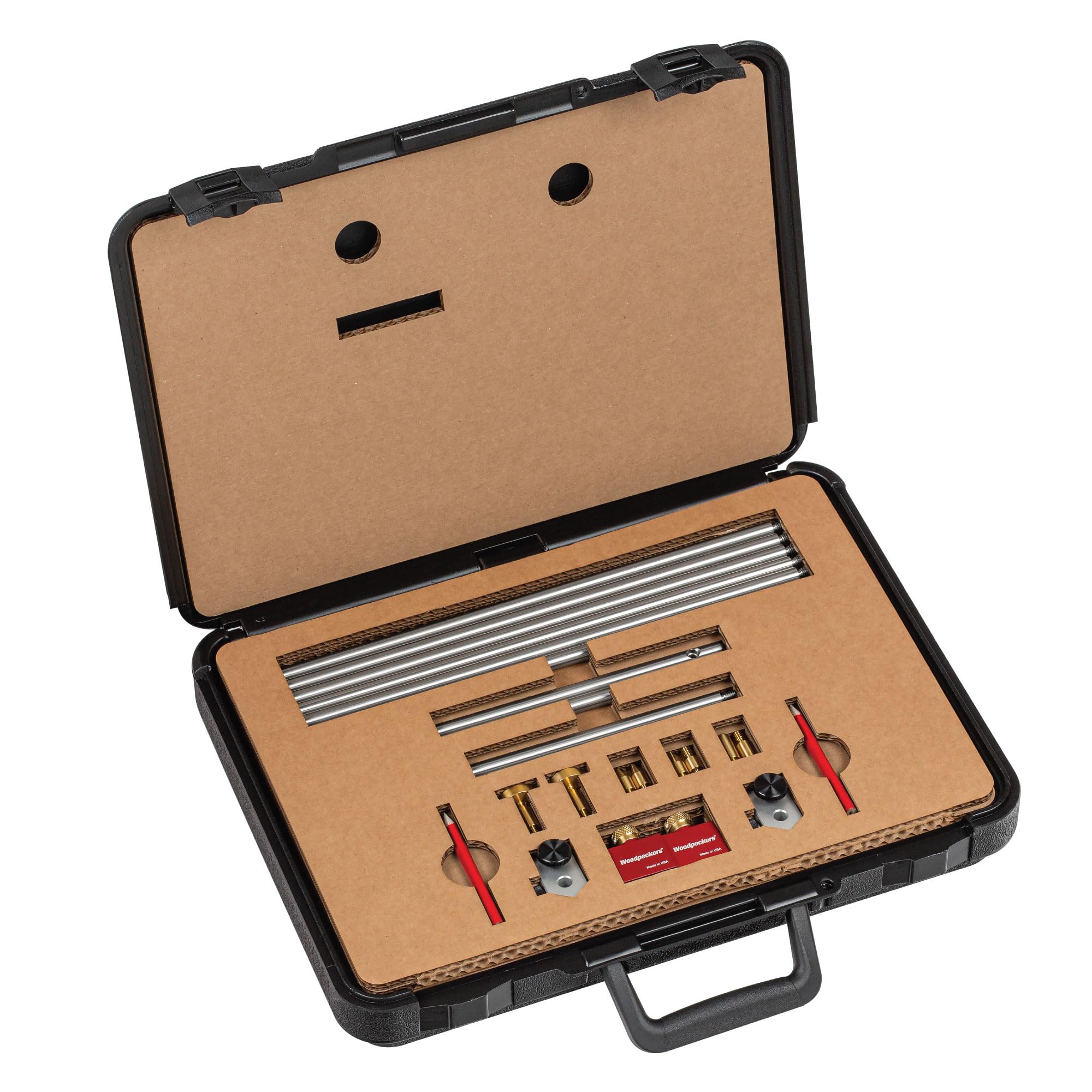 Woodpeckers Modular Bar Gauge System components in a molded case