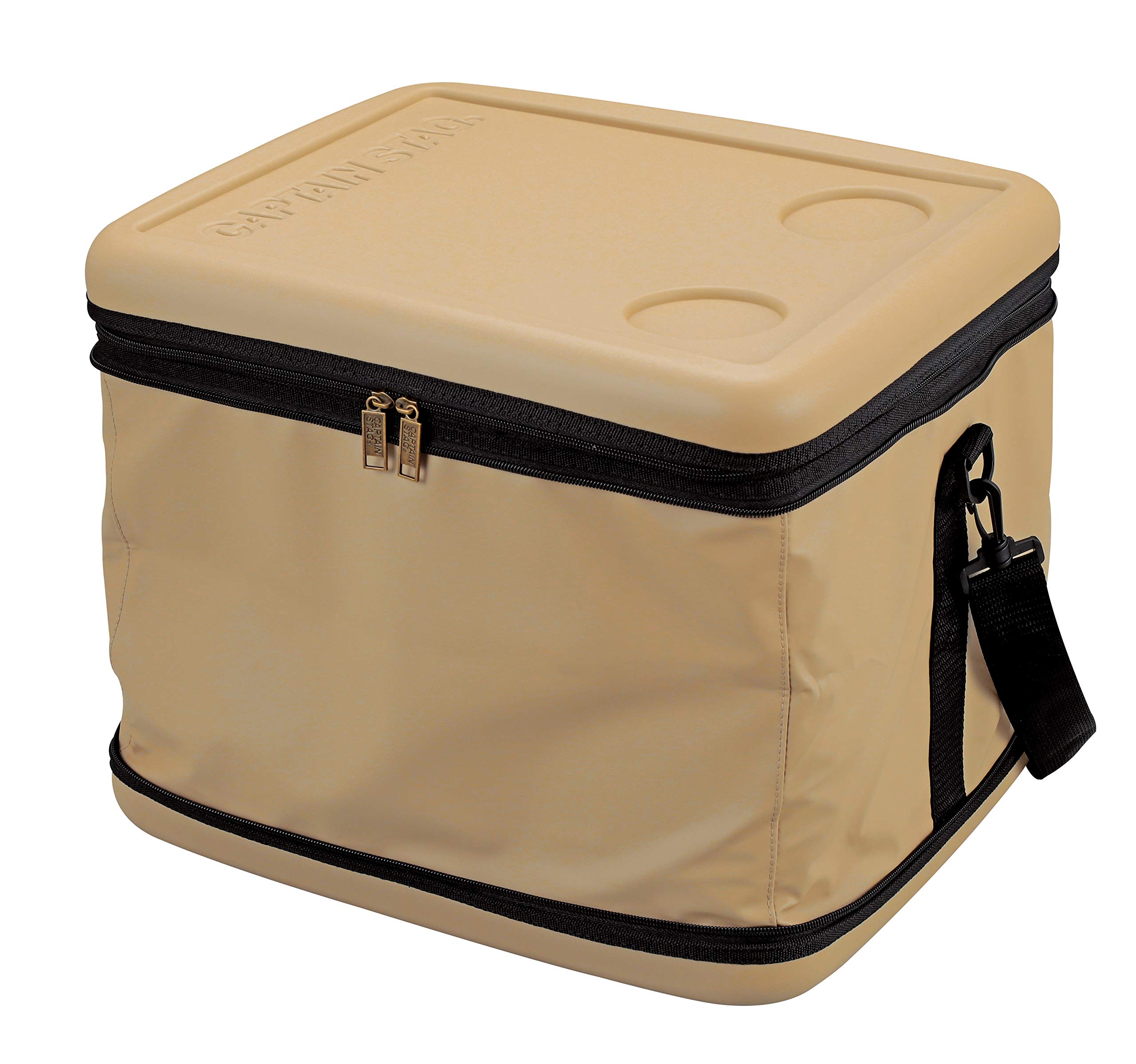 Captain STAG Foldable Cooler Bag - 12L Capacity, Super Cold Retention, White/Black/Beige