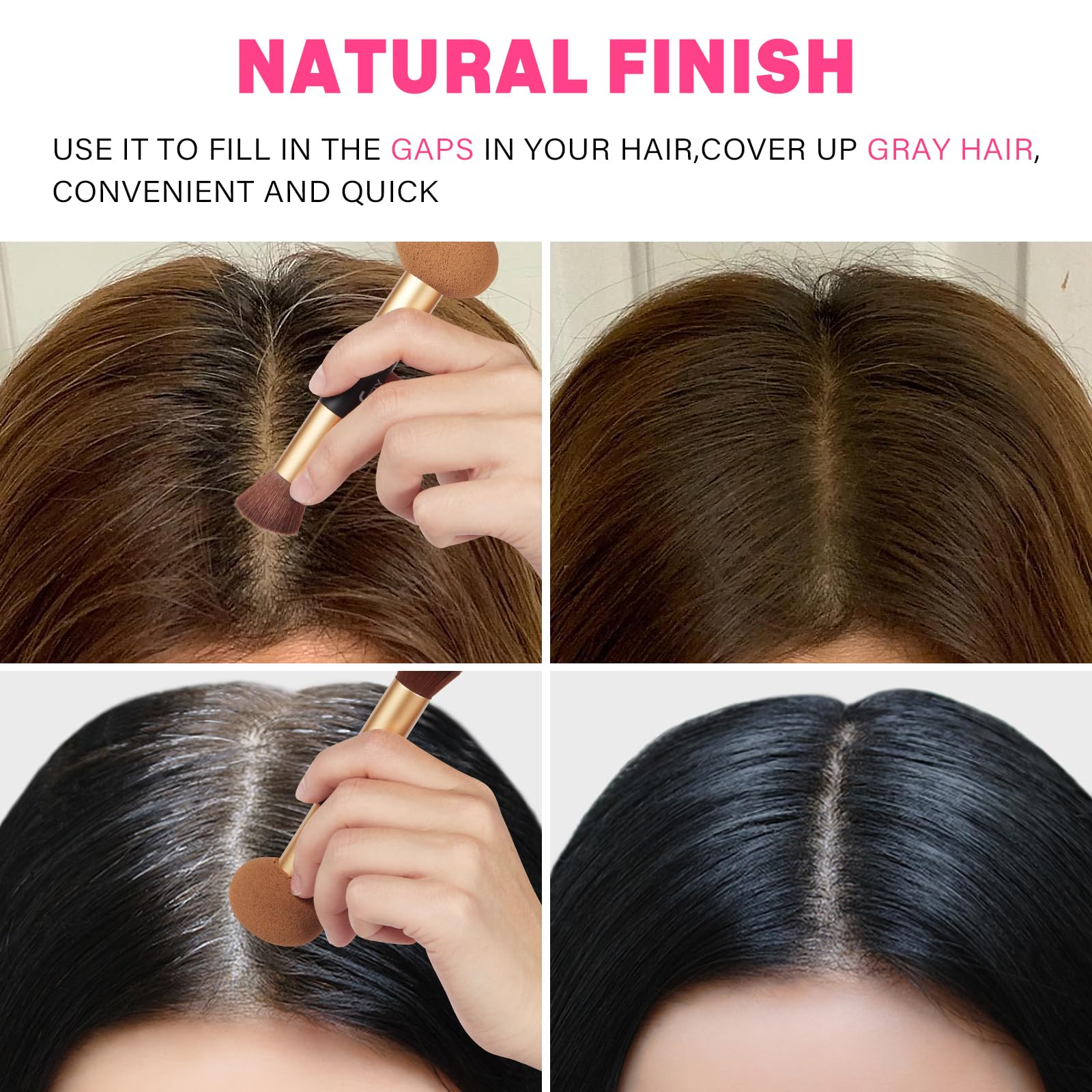 Brocha de maquillaje de doble extremo, cepillo de precisión para polvo para línea capilar con punta de esponja para mezclar sin costuras, cepillo corrector de cabello, cepillo para polvo para retoque