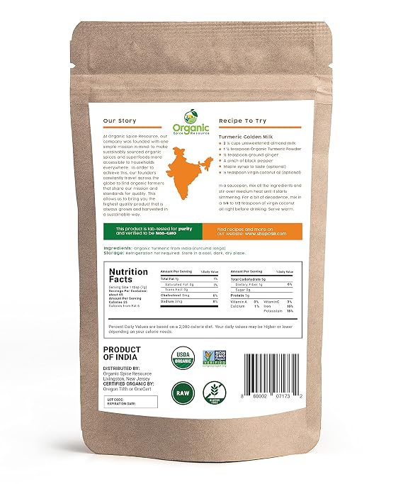 OSR - Organic Turmeric Powder with Curcumin | 16oz or 454g | USDA Organic and Non-GMO | 100% Raw and Natural