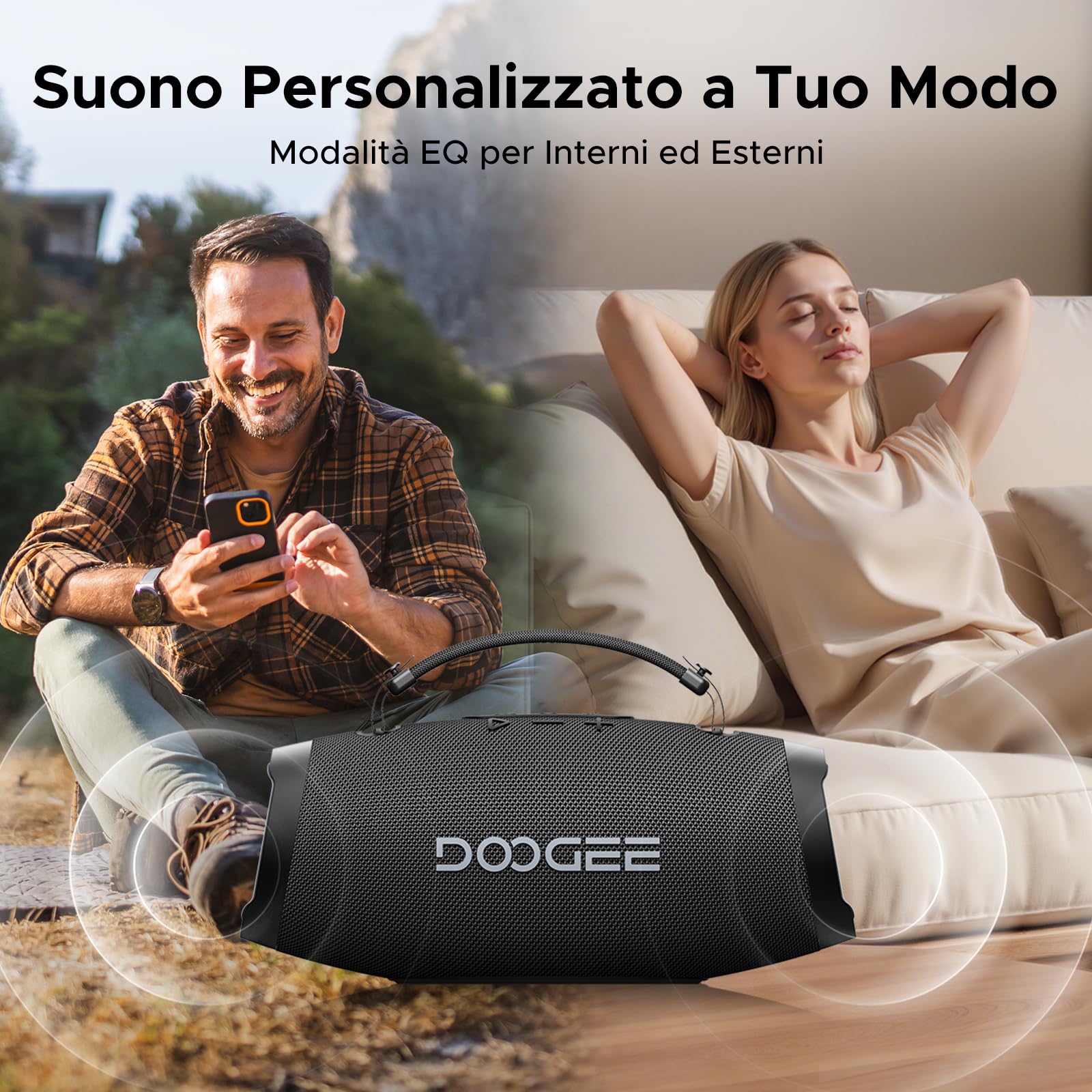 Cassa Portatile Potente 100W Picco,80W RMS,Speaker Wireless IPX5,15 Ore Autonomia,TWS Stereo,Bassi Profondi,RGB,Power Bank,USB TF AUX (BLACK)