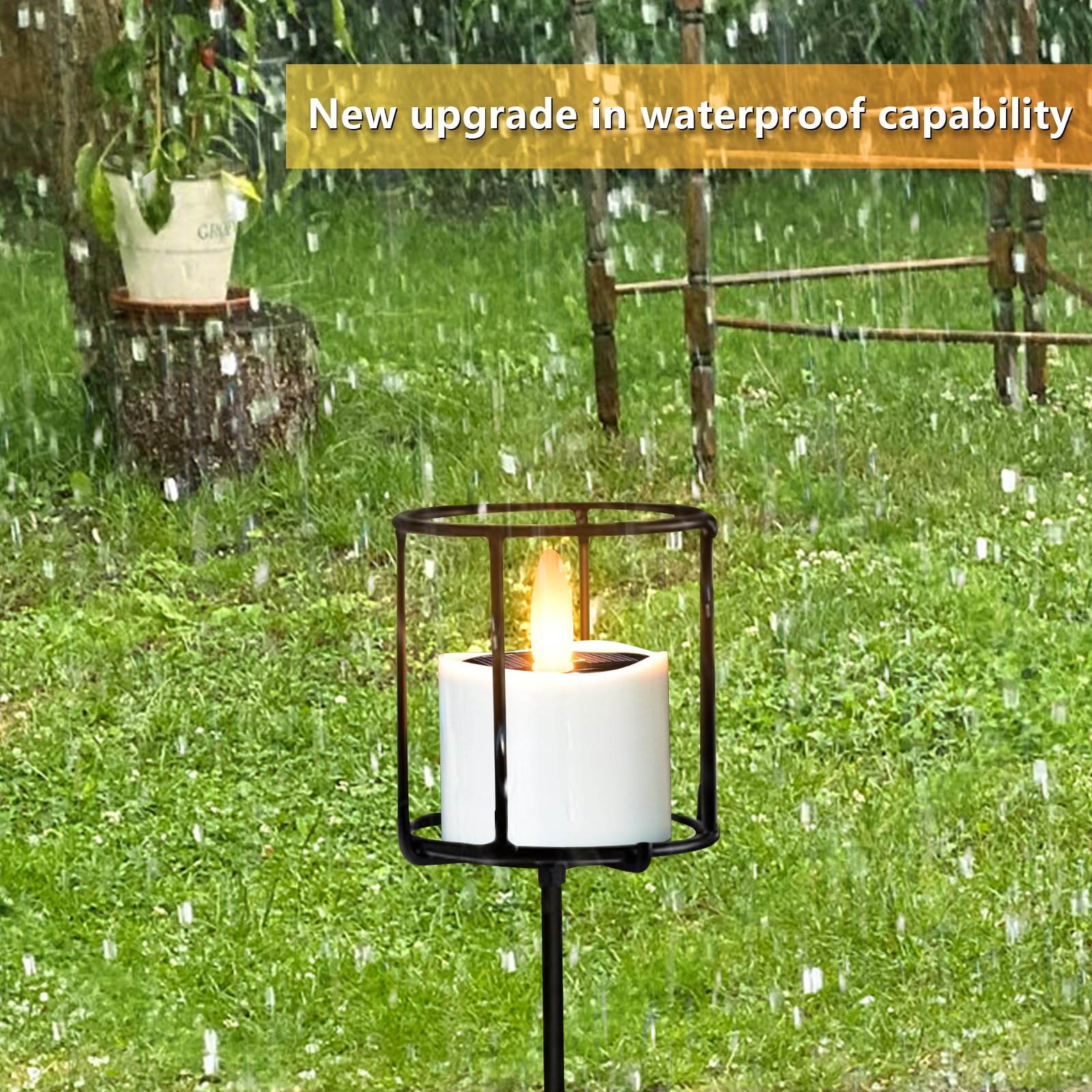 HL Solar Teelichter für Außen Wasserdicht,Flammenlose Solarkerzen,Solar licht outdoor Dusk To Dawn solarlichter Wiederaufladbar LED Flackernd für Garten Party Tisch Deko(Warmweiß 12 Stück 3.8cm)