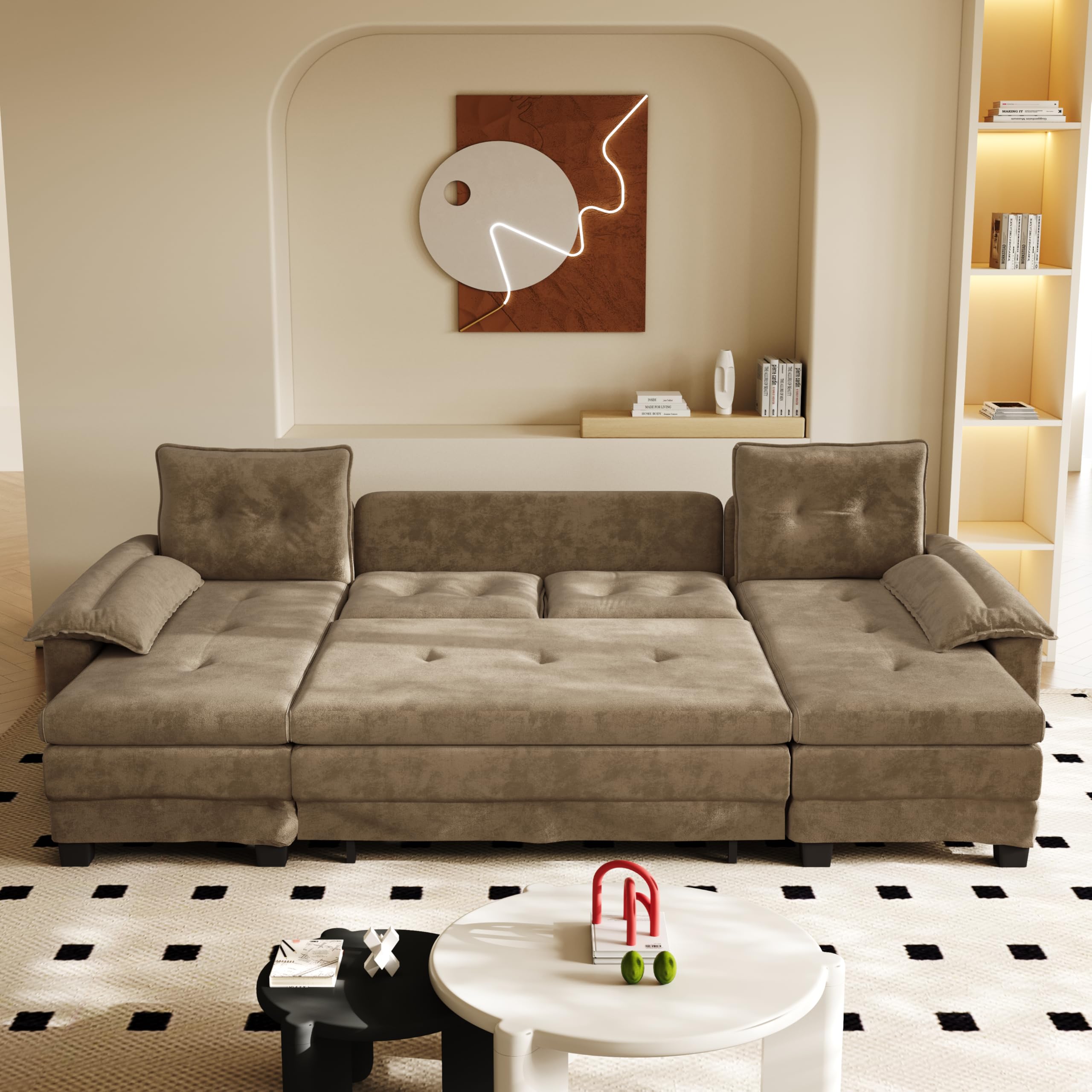 Divano letto a forma di U, 278 cm, trasformabile, con letto estraibile