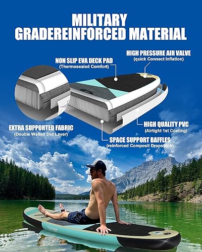 Vista 73 de Highpi Inflatable Stand Up Paddle Board for Youth and Adults – Wide Sup with Premium Accessories, Blow Up Paddleboard for Surfing, Fishing, Yoga &