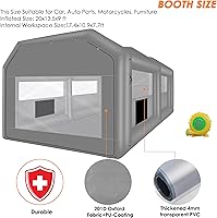 Vista 2 de QILEBA Cabina de pintura inflable de 20 x 13.5 x 9 pies con soplador de 1100 W, cabina de pintura portátil con sistema de filtro de aire