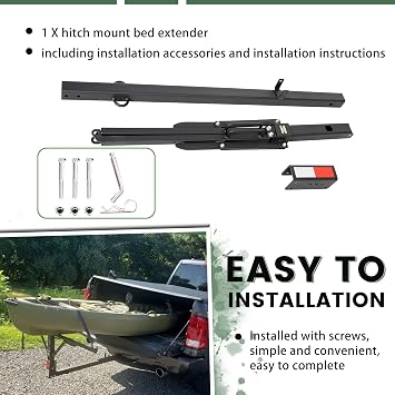 ECOTRIC Truck Bed Extender Design Foldable Pickup Truck Bed Extension 400lb | Capacity for Heavy Duty Lumber Ladder Canoe Boat Kayak Long Pipes - Powder Coated Steel