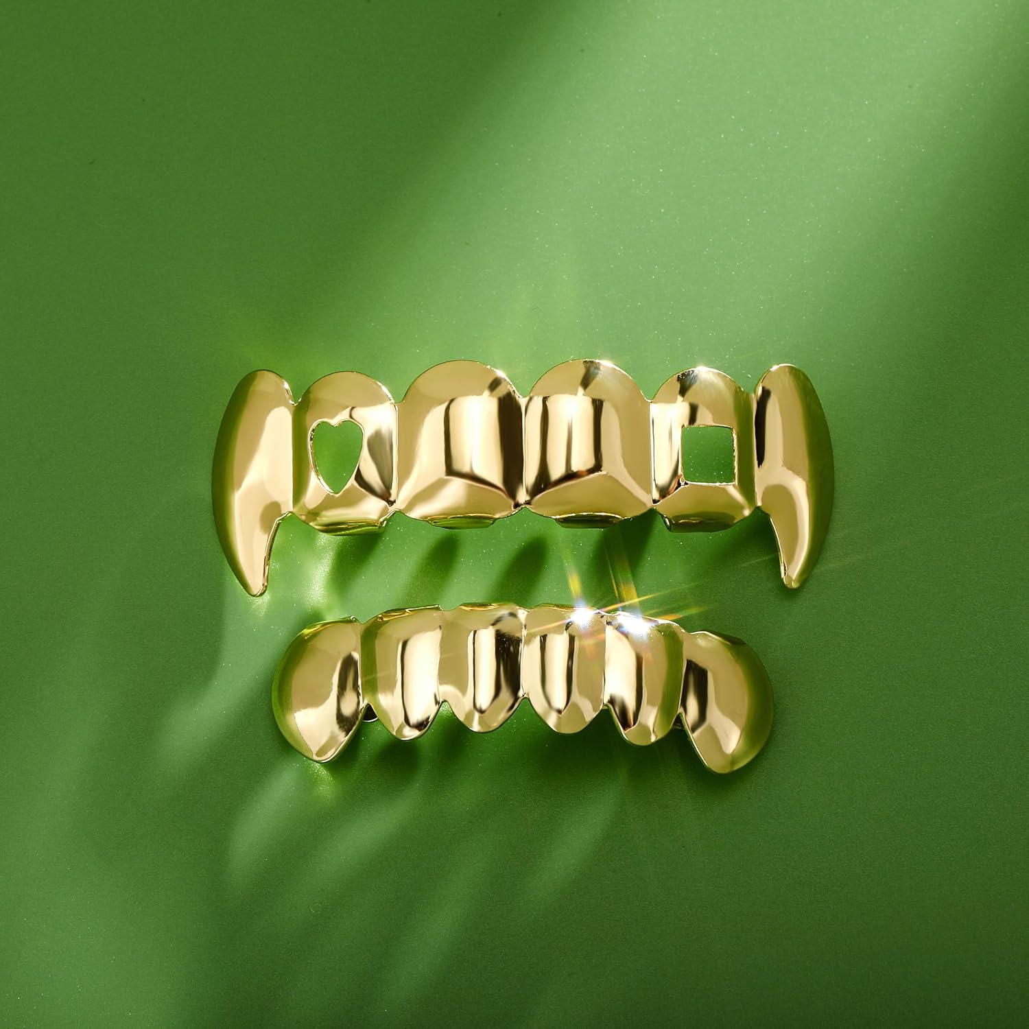 Grills for Your Teeth, Gold Grillz for Women Men, 18k Gold Plated Hip Hop Hollow Out Grillz, Vampire Fangs Teeth Caps