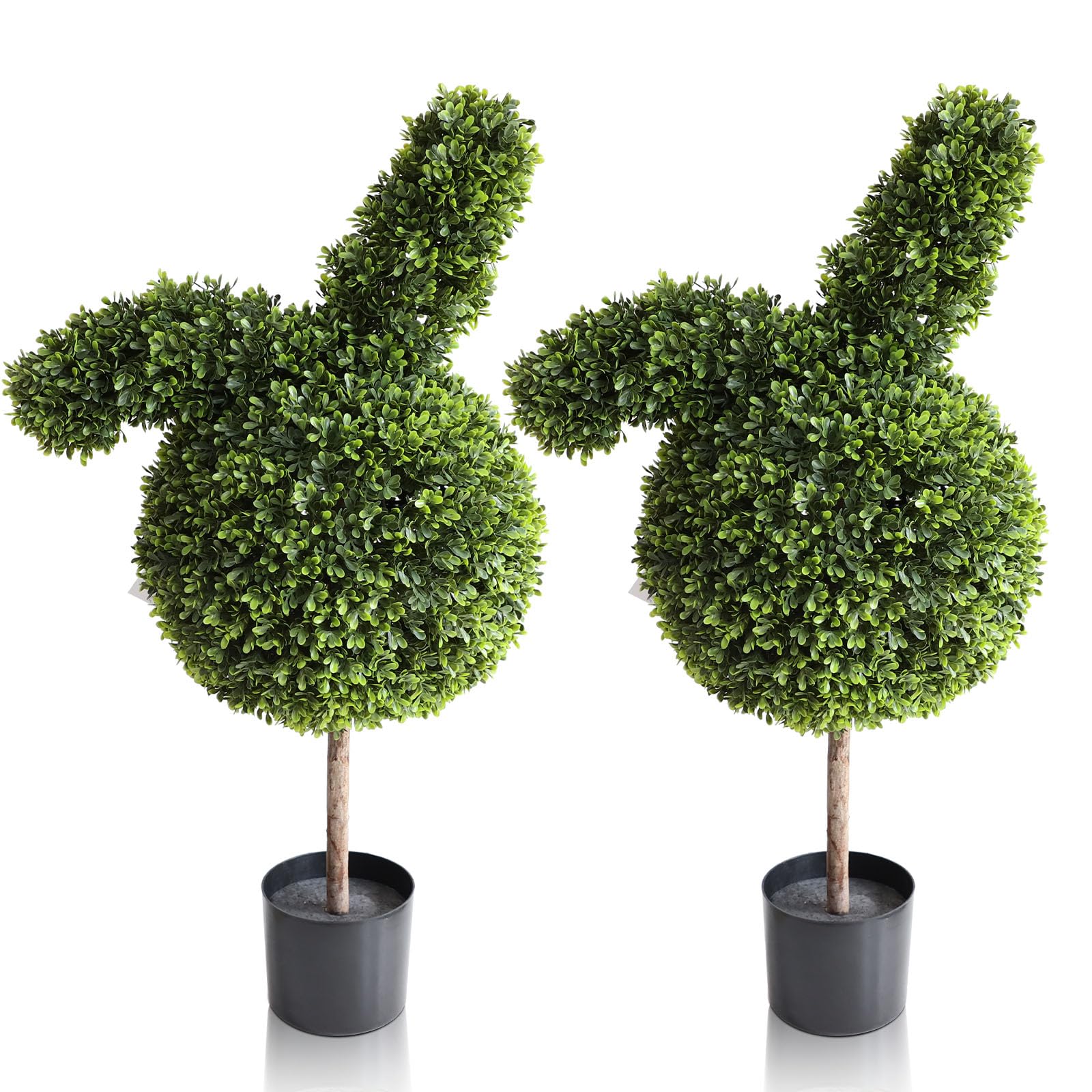 Paire de lapins artificiels aux finitions réalistes pour extérieur