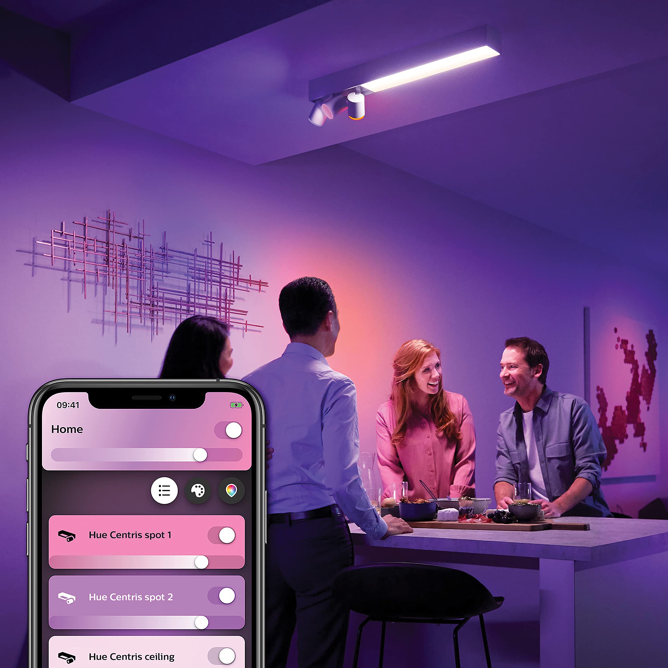 Philips Hue White & Colour Ambiance Centris stawia 3 miejsca, instelbaar, 16 miljoen kleuren, bedienbaar za pośrednictwem aplikacji, kompatybilny z Amazon Alexa, wit.