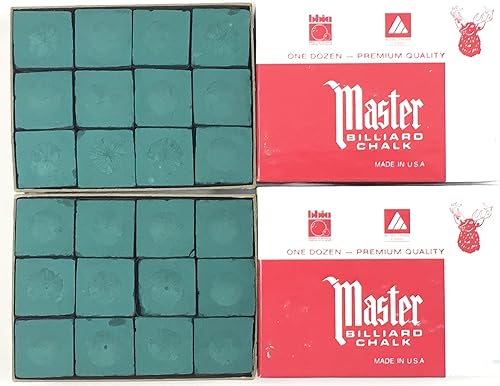 Miniatura 4 de Fabricado en los Estados Unidos - 2 cajas de Master Chalk - 24 piezas para tacos de piscina y puntas de billar Azul,Borgoña,Negro -,Verde