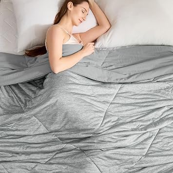 VK VKLIVING Cooling Comforter Queen Size, Summer Cooling Blanket for Hot Sleepers and Night Sweats, Double-Sided Q-Max 0.45 Lightweight Breathable Soft Cooling Quilt for Bed Couch, 90"x90", Gray