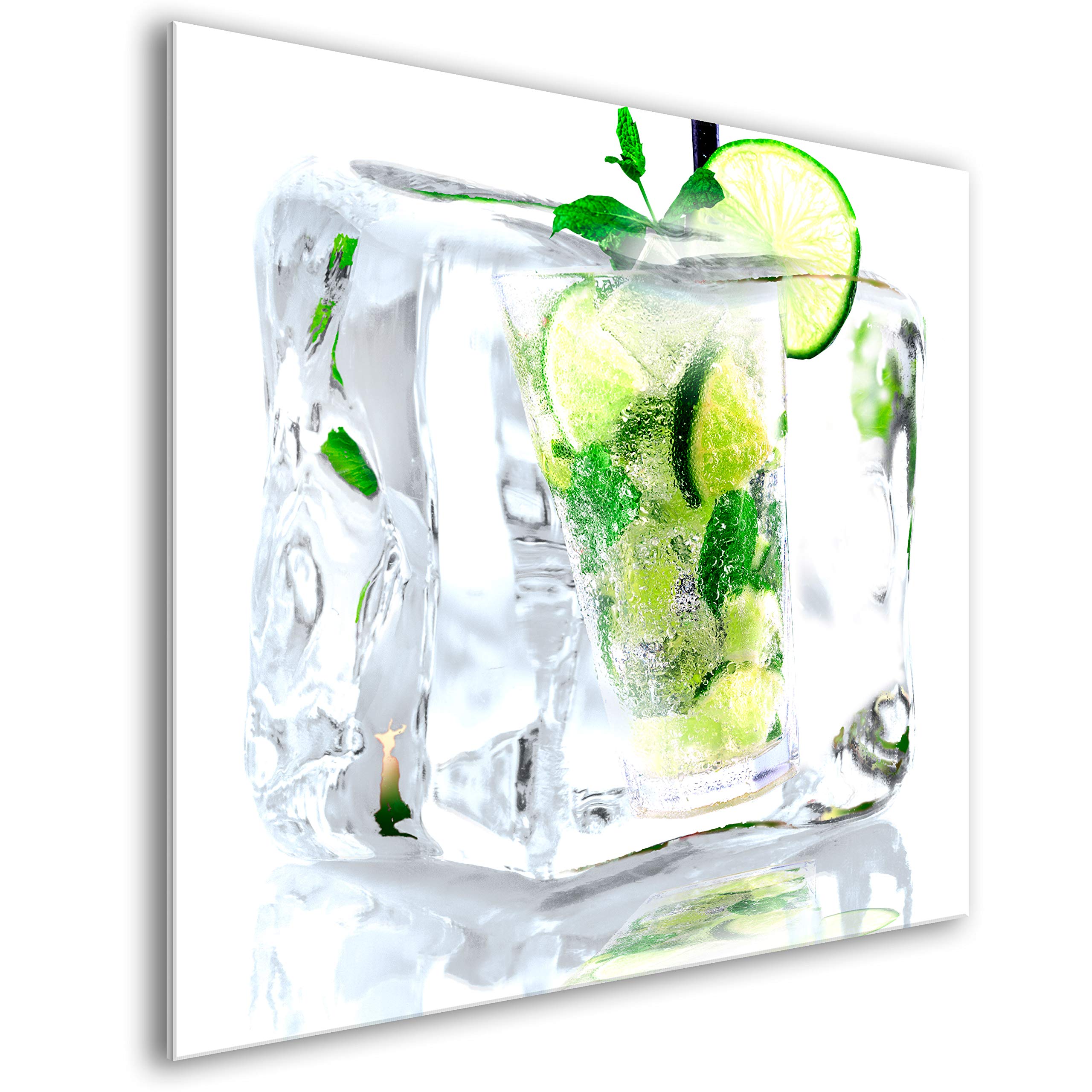 murando - Crédence Verre Cuisine 60x60 cm - Plaque Anti-Projection - Couvercle Anti-éclaboussures crédence - Plaque en Verre trempé - Glaçons aux Fruits et au Citron Vert j-A-0078-aq-a