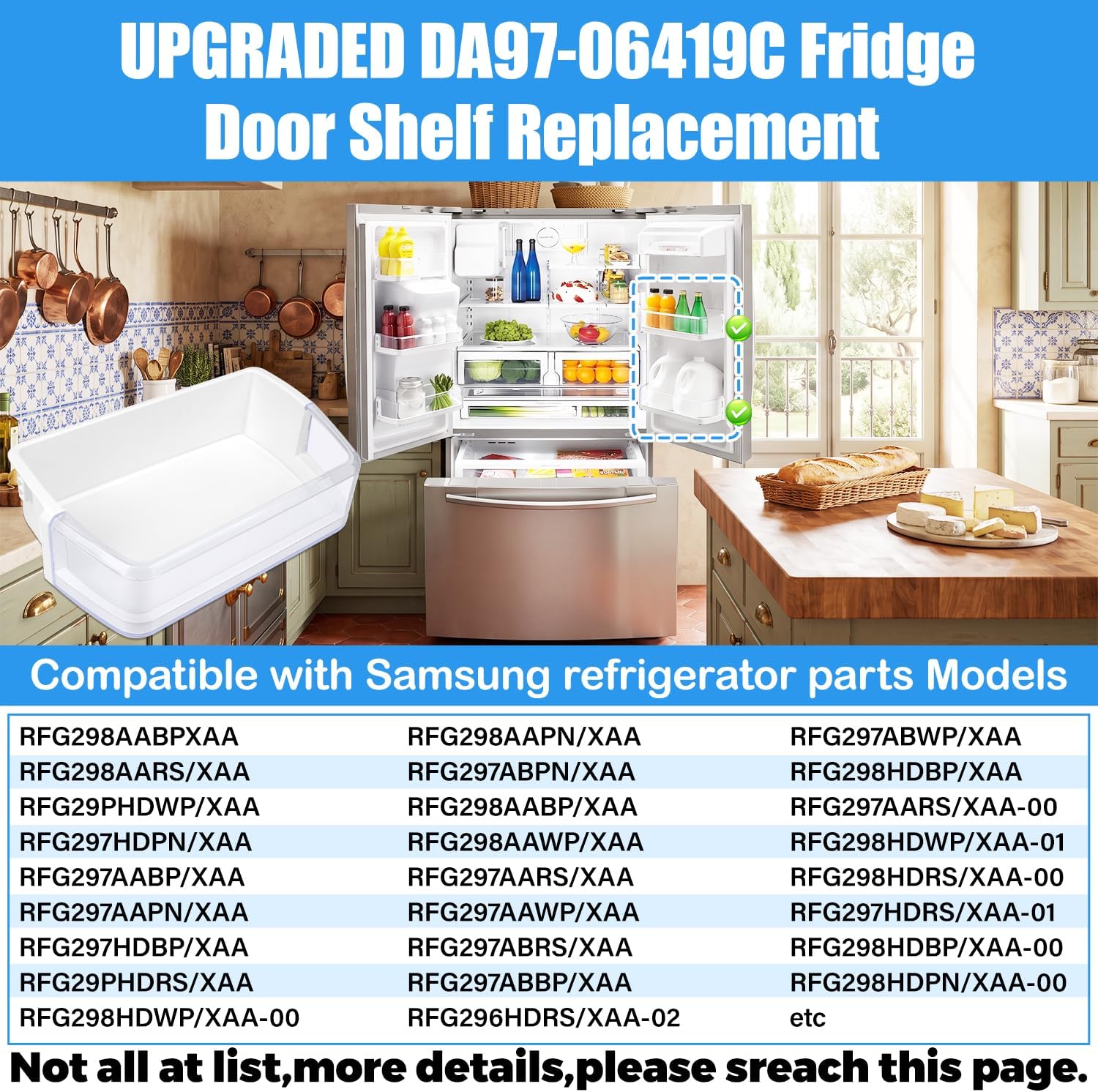 UPGRADED DA97-06419C Refrigerator Door Shelf Basket Bin Right Replacement