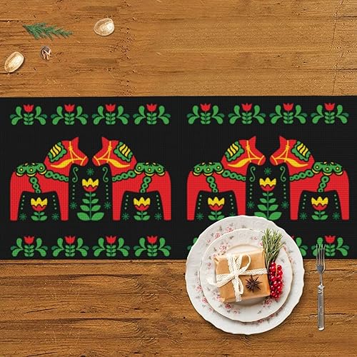 Miniatura 4 de Camino de mesa de Navidad sueco de Dala o caballo, decoración de mesa de comedor, decoración de Navidad, decoración de interiores para el hogar,