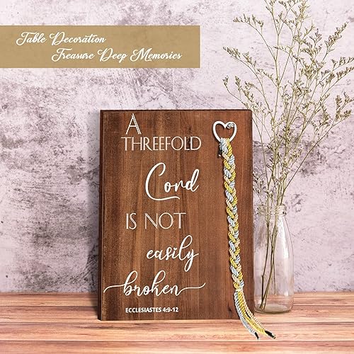 Miniatura 6 de Yookeer A Cord of Three Strands a Triple Cord - Letrero de unidad de boda, arte de matrimonio, trenza enmarcada de madera para boda, ideas