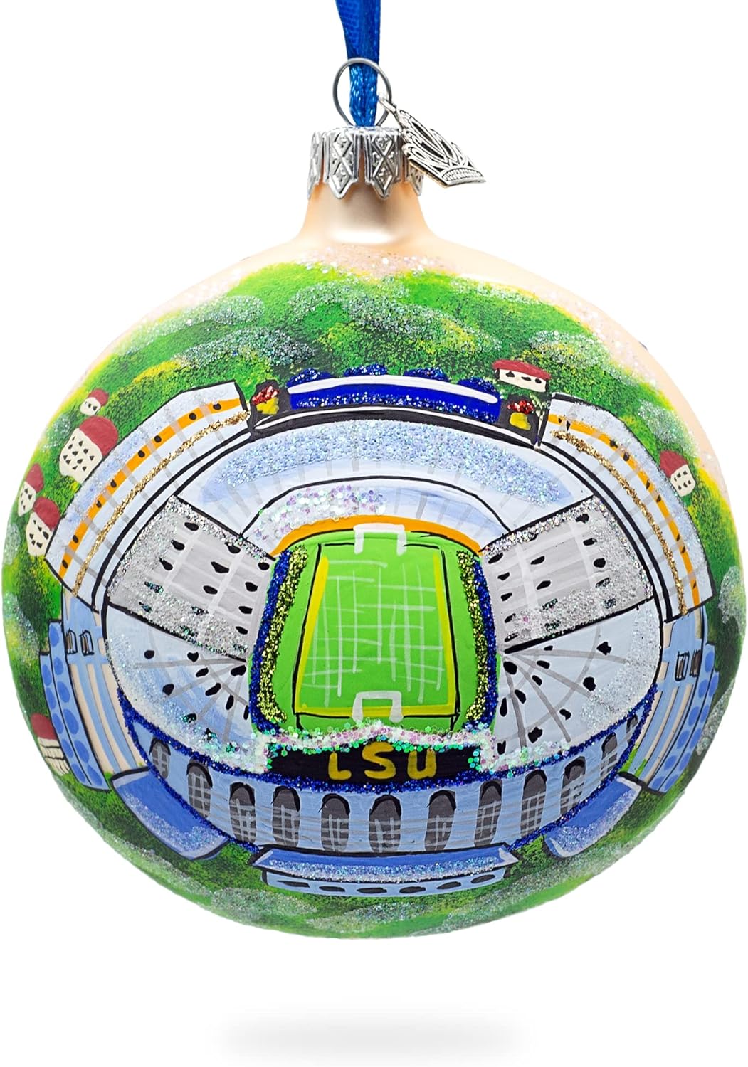 LSU Tiger Stadium, Baton Rouge, Louisiana, USA Glass Ball Christmas Ornament 4 Inches