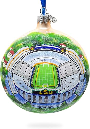 Miniatura 1 de LSU Tiger Stadium Baton Rouge Luisiana USA Bola de cristal adorno de Navidad de 4 pulgadas