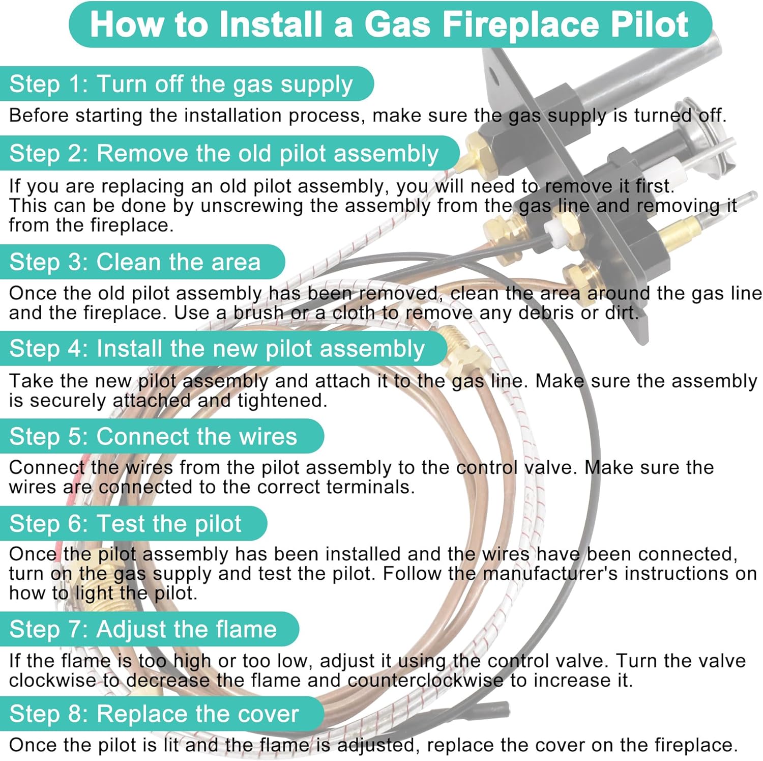10002264 Natural Gas 3 Way Pilot Assembly for Majestic, Temco, Vermont Castings, HHT, Dutchwest, Monessen Fireplace & Gas Stoves, Fireplace Replacement Parts with Thermocouple Thermopile