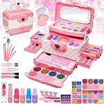 Kit de maquillage pour enfants Jouets pour les filles - Jouets pour enfants Lavables Real Girls Make Up Set Princesse Petite fille Maquillage,Enfants Pretend Play Makeup Set Tout-petit Jouets fille pour l'âge 3-12 Cadeaux d'anniversaire de Noël