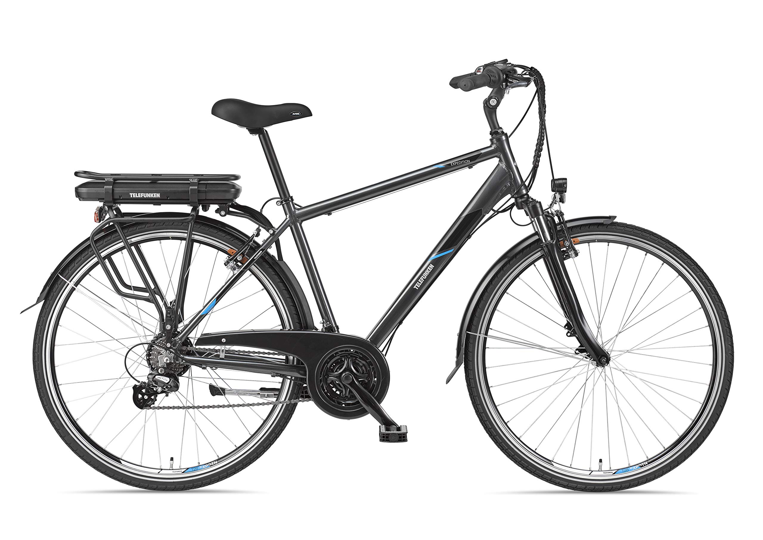 TELEFUNKEN E-Bike 28 Zoll für Damen & Herren | Trekking-Fahrrad mit 21-Gang Kettenschaltung | Elektrofahrrad mit 250W Hinterradmotor und Li-Ion-Akku | Pedelec mit V-Bremsen und LED-Beleuchtung