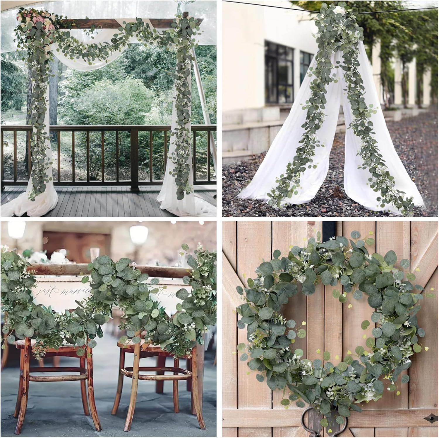 8Pcs Silver Dollar Eucalyptus Garland, 5.9ft Artificial Eucalyptus Garland Spring Artificial Vines for Home Mantle Party Decor