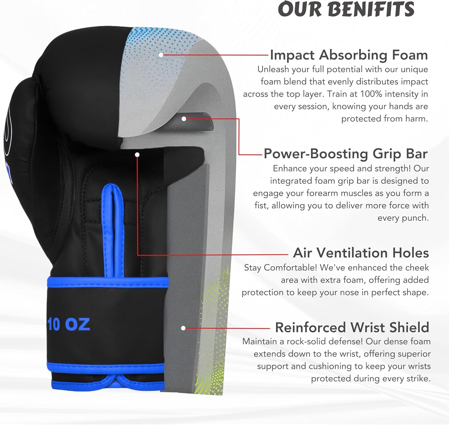 PSS Boxing Gloves for Kids/Youth Training Sparring, Kickboxing, Muay Thai, MMA, Heavy Punching Bag Mitts Focus Pads Workout Durable PU Leather, High-Density Foam Padding 4 6 8 10 Oz