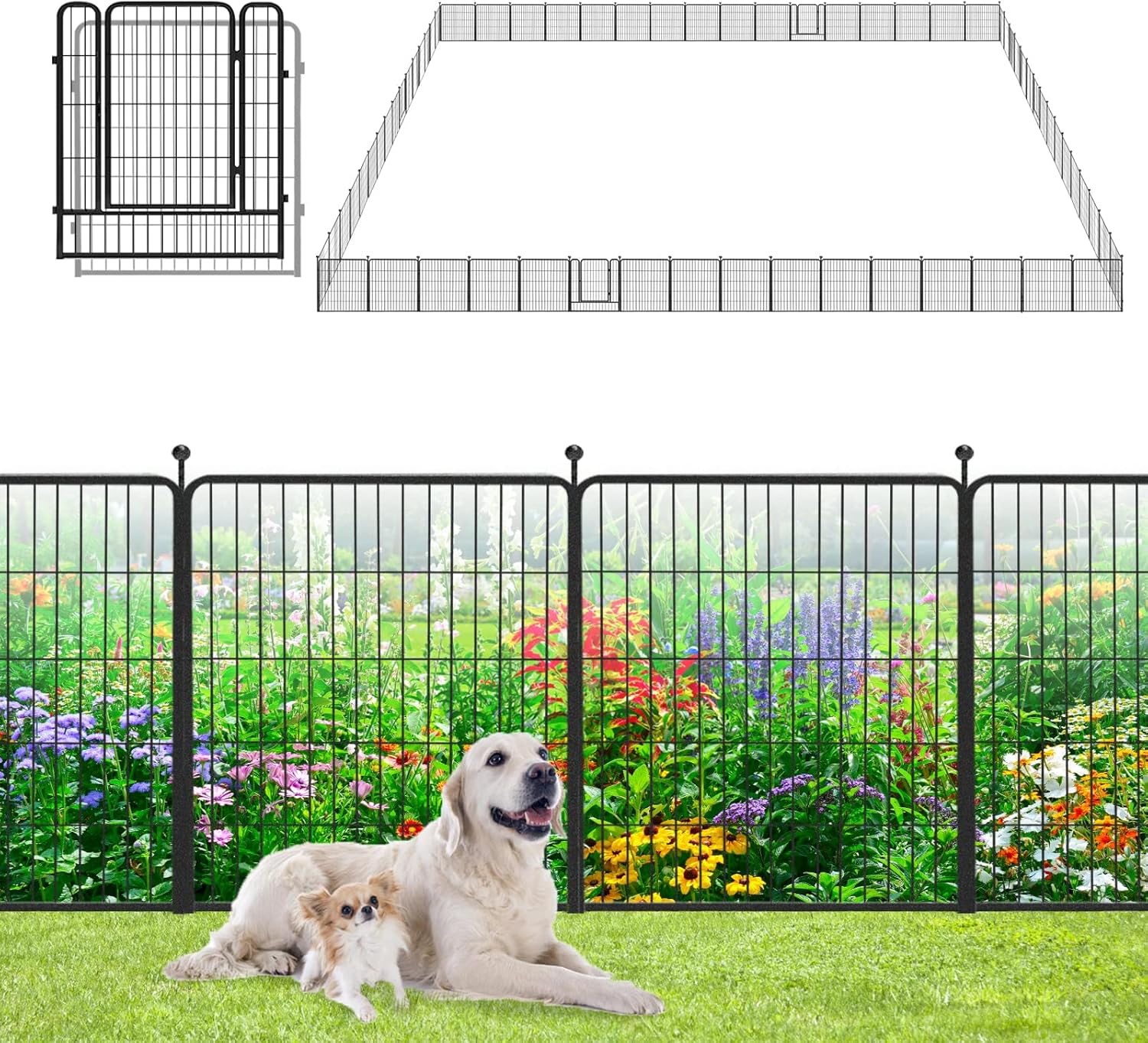 Decorative Garden Metal Fence 147ft (L)×32in(H) 64 Panels