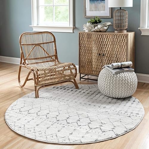 nuLOOM Moroccan Blythe Area Rug, 10' Round, Grey/Off-white